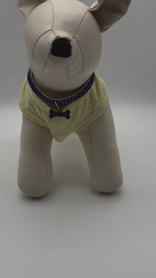 Boutique Dog Bone Pendant Rhinestone Stretch Pet Necklace (Blue)